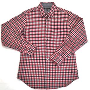 BR red/navy flannel check button down long sleeve